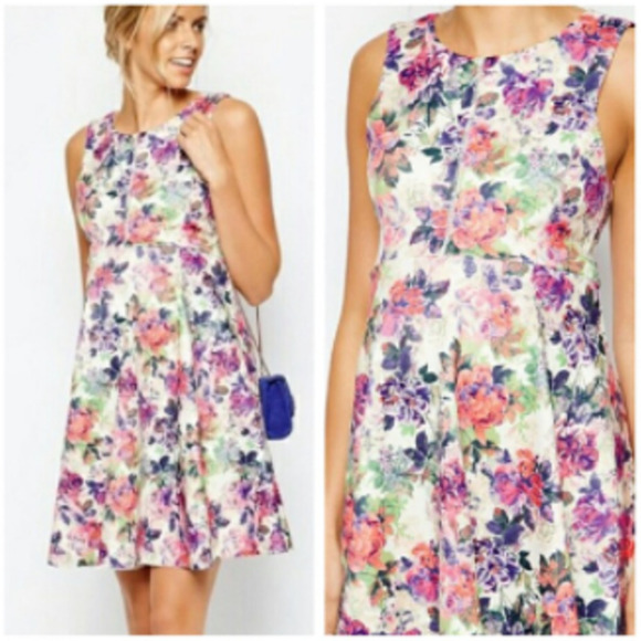 ASOS Maternity Floral Sleeveless Sundress A-Line Skater Dress Purple Size 2 - Picture 10 of 10